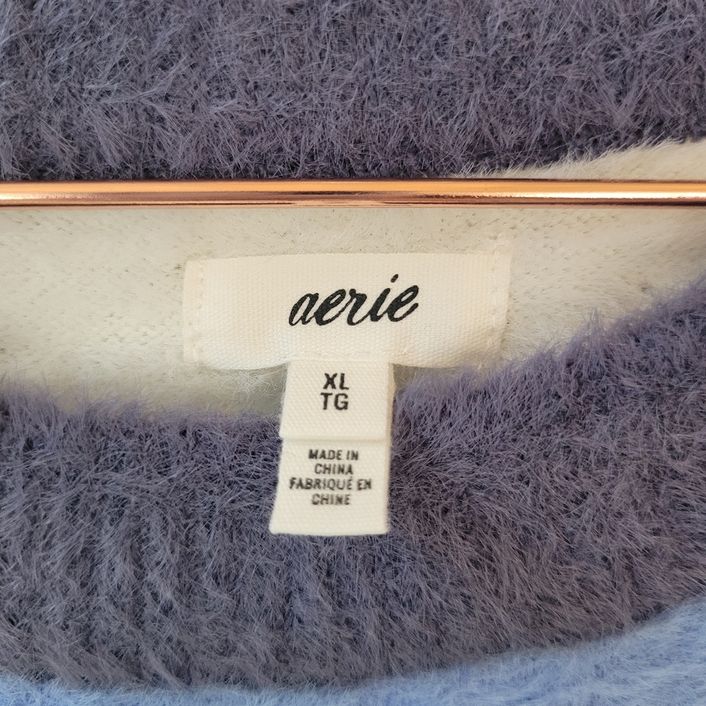 New Aerie Multicolor Stripe Soft Fuzzy Flurry Cre… - image 4